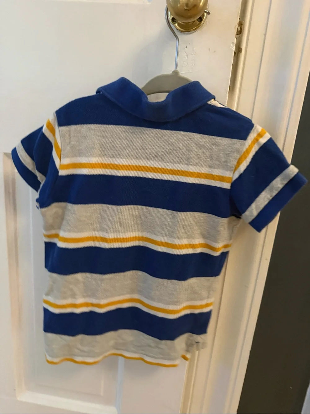 Lacoste Boys Blue, White & Yellow Stripe Pique Polo 2t